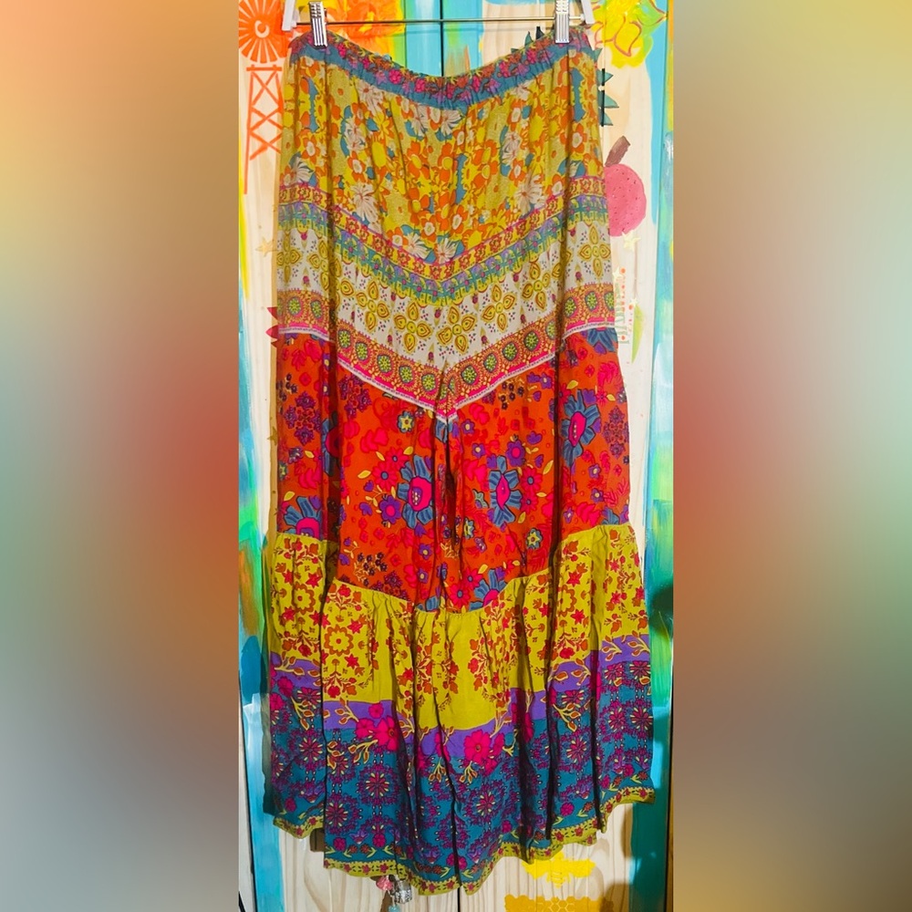 NATURAL LIFE Colorful Red Mustard Patti Palazzo Pants - Picture 2 of 5
